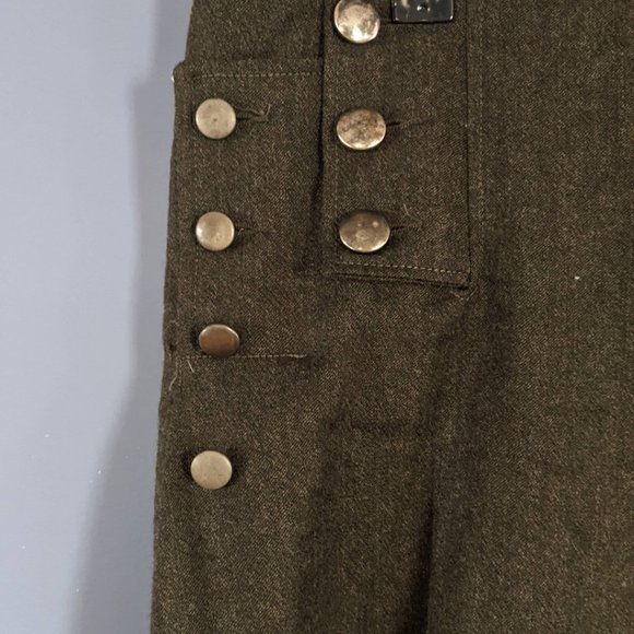 Hazel Brown Wool Skirt Button Waist Maxi Army Green Sz 3 - Picture 3 of 10